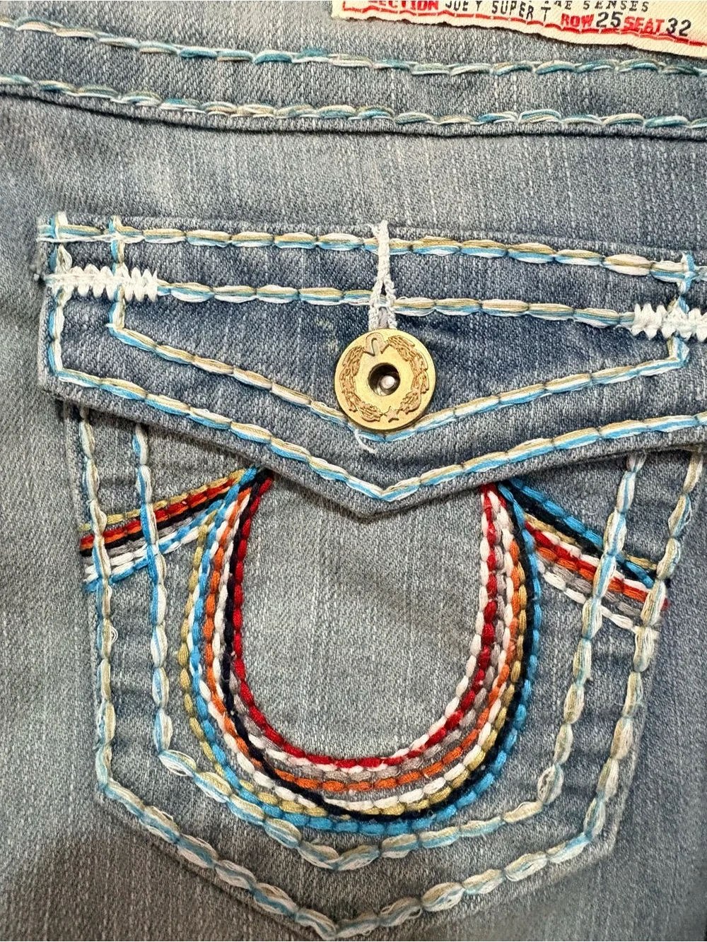 True Religion Women's Light Blue Embroidered Pocket Jeans - Picture 3 of 9